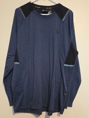 Spyder Men's Navy and Black Long Sleeve Performance Shirt